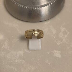 Gold Textured Wide Band Ring Size 10